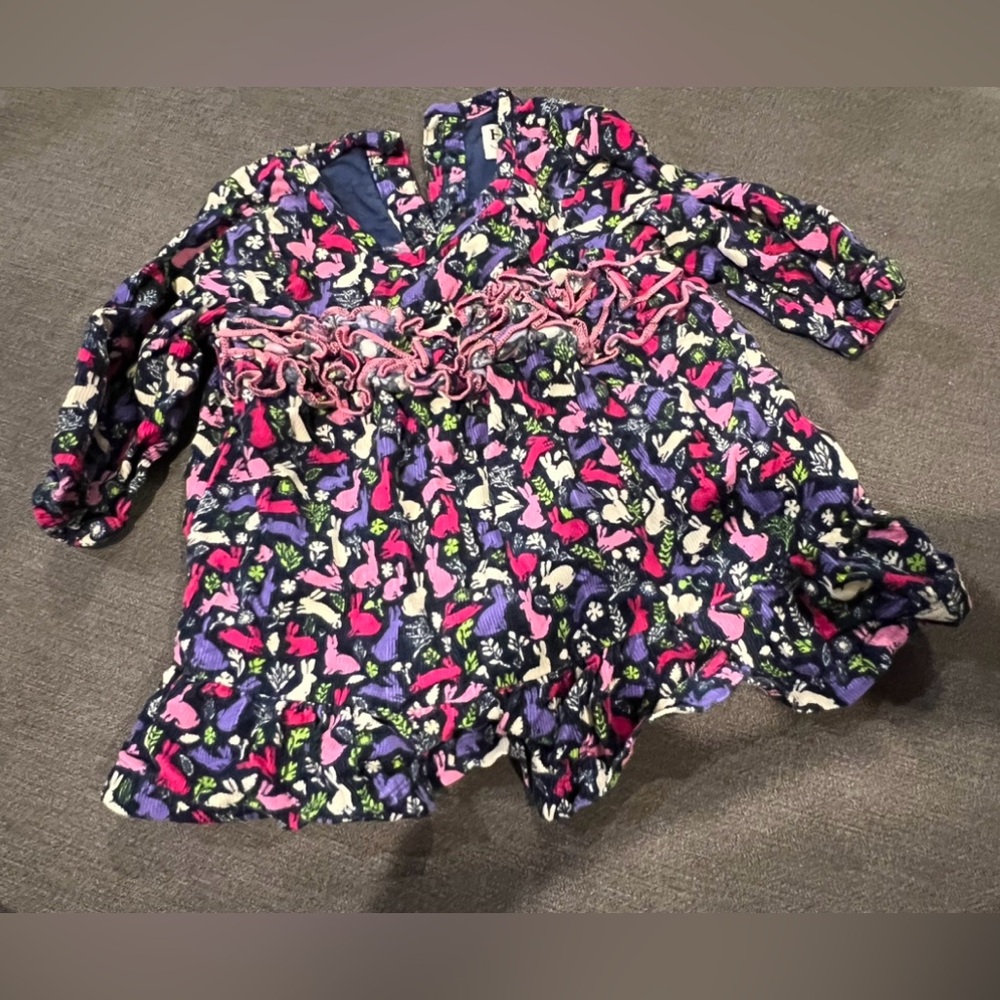 Hatley Floral V-Neck Bunny Dress with Ruffle Detail